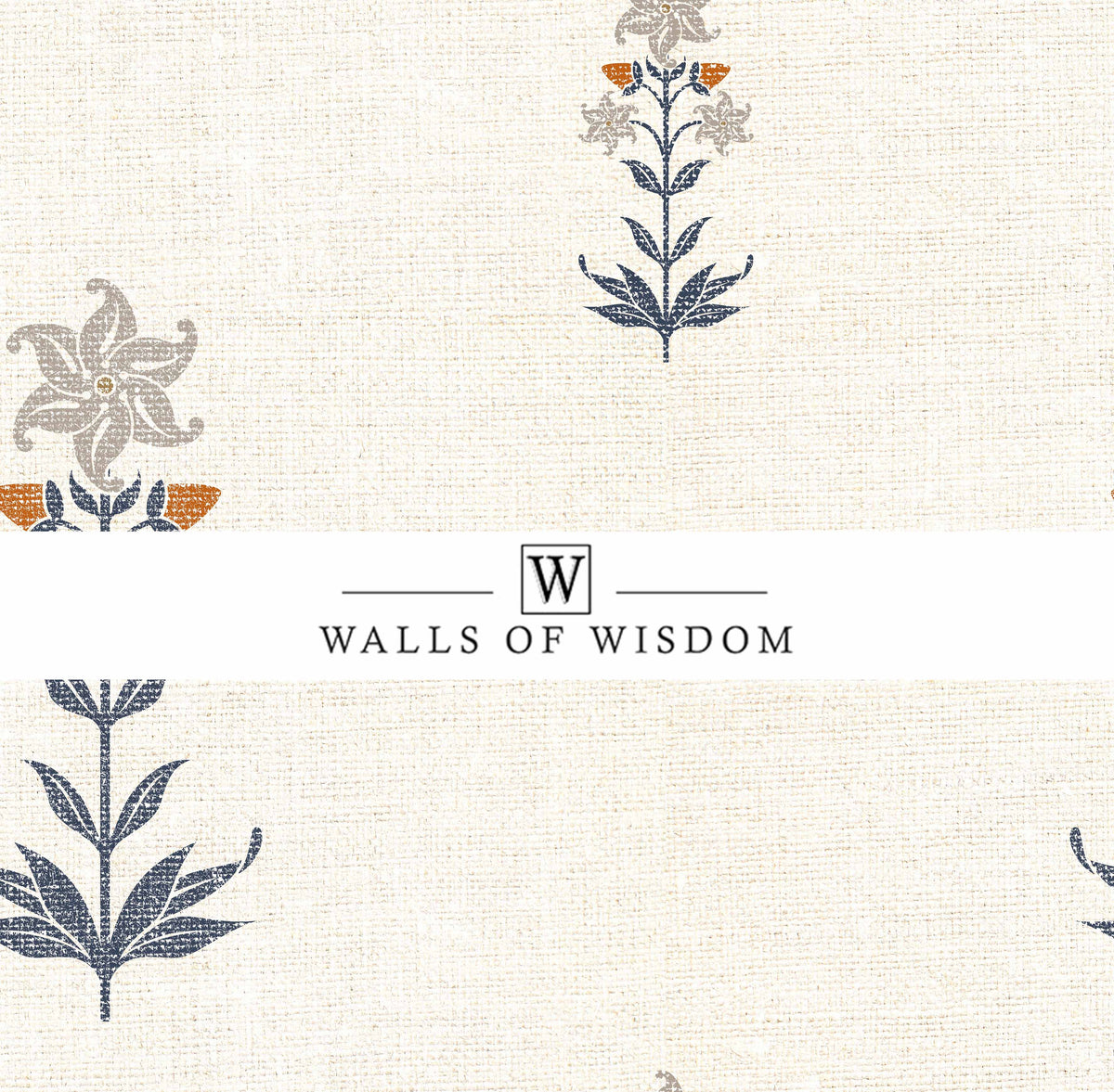 Close-up of vintage country floral wallpaper with modern twist in earthy tones