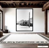Affordable large wall art print of a church in a desert setting.