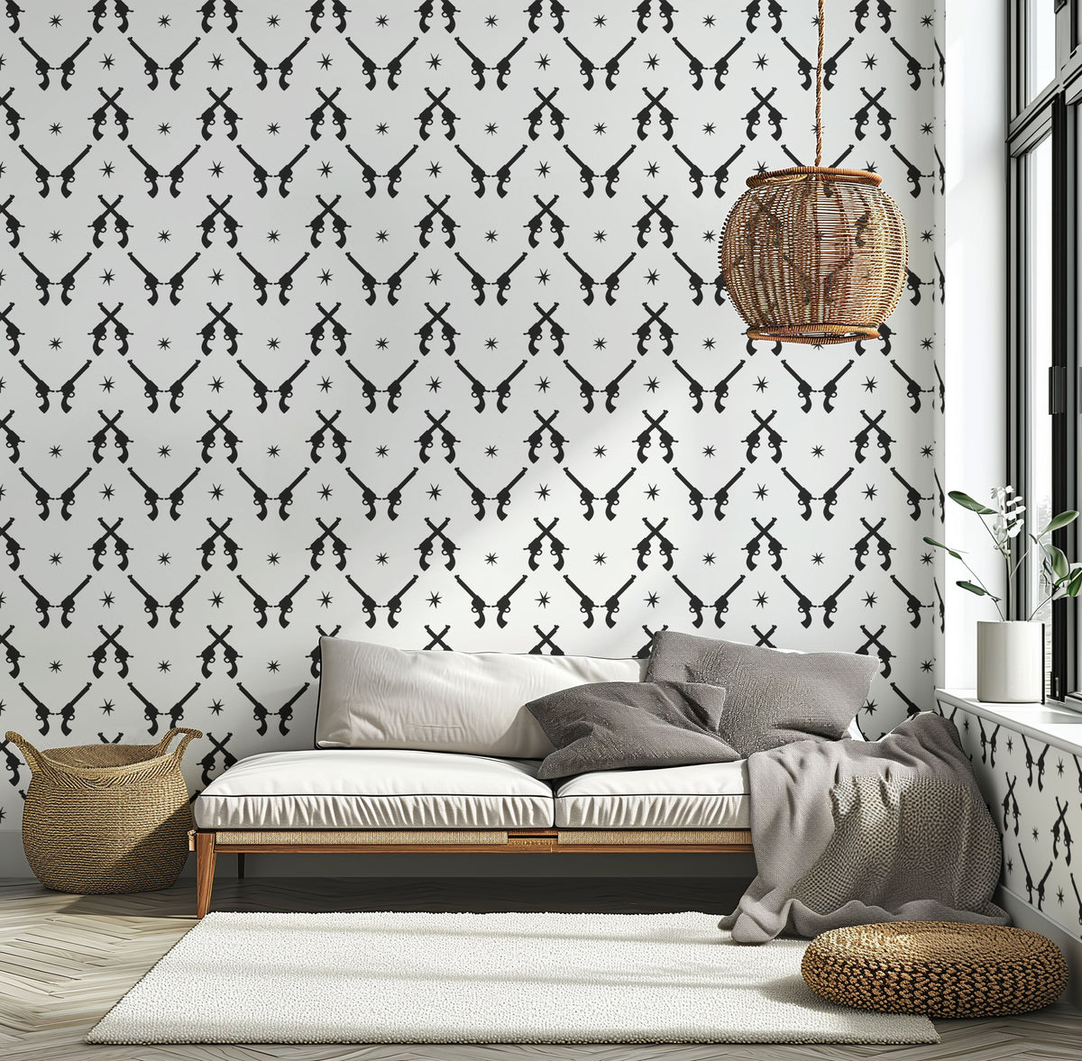 Contemporary Black & White Peel & Stick Wallpaper for Funky Western Rooms