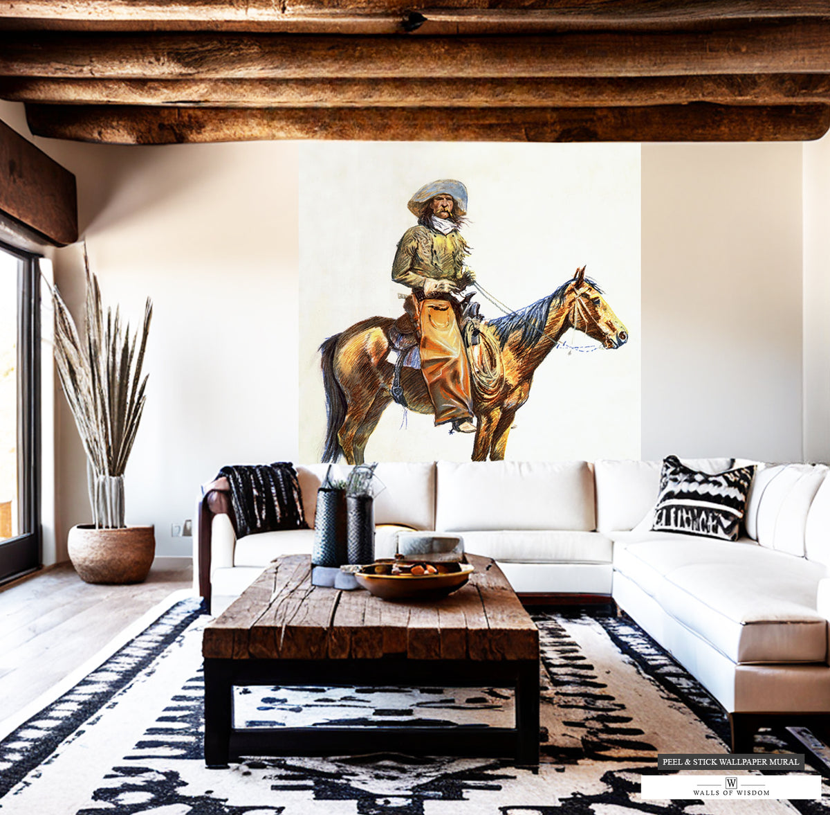 Cowboy decor enhanced with iconic 'Arizona Cowboy' wall art.