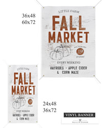 Fall Market Farmhouse Patio Decor - Outdoor Vinyl Banner Sign