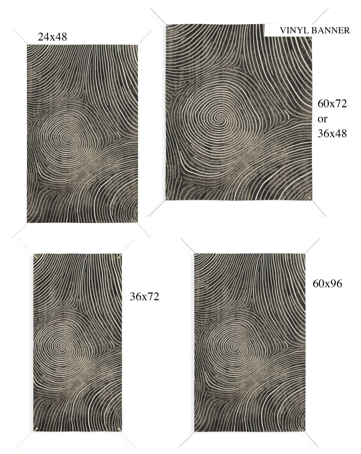 Abstract Fingerprint Art Outdoor Tapestry in VInyl: Modern Grey & Cream Patio Decor
