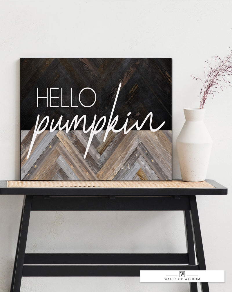 Hello Pumpkin Fall Sayings Canvas Sign - Charming Autumn Decor
