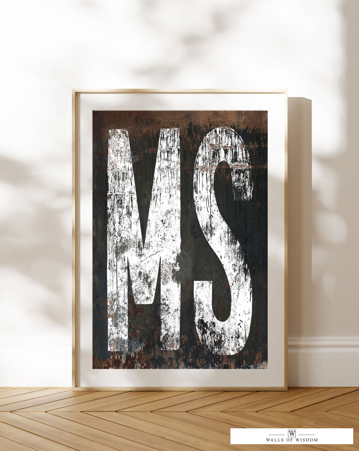 Mississippi State Typographic Poster Print - MS Home State Sign Rustic Western Print Wall Art
