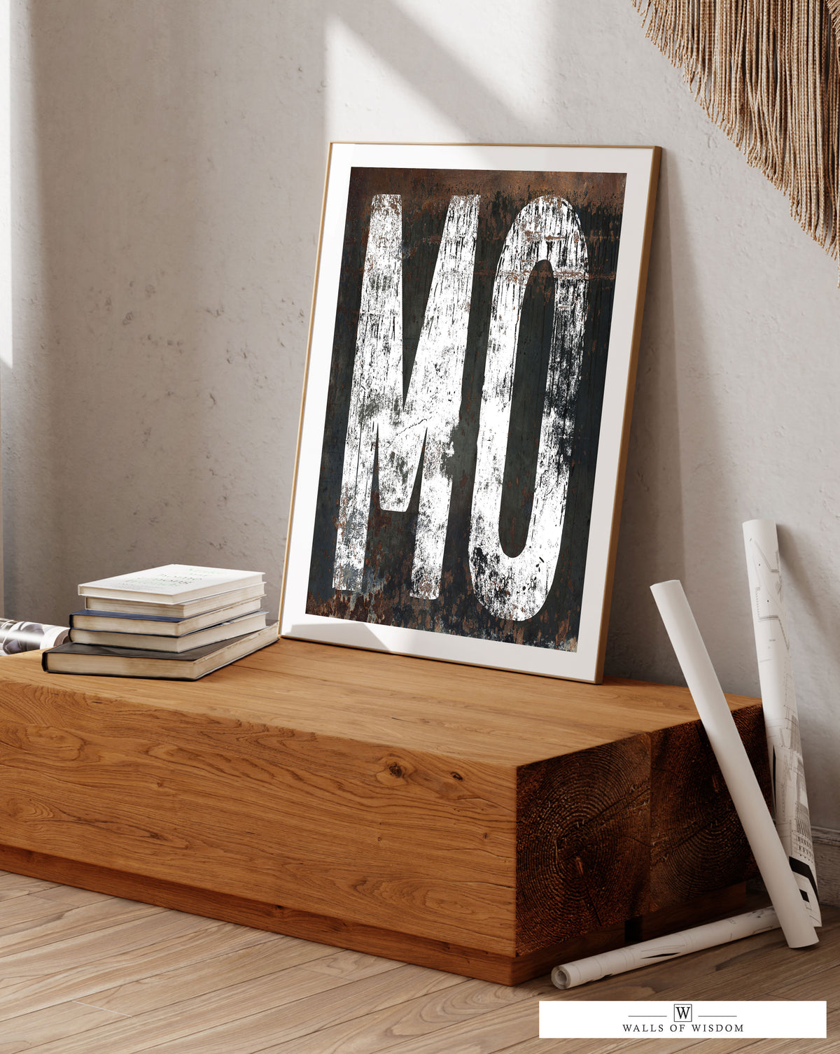 Missouri State Typographic Poster Print Art - MO Home State Sign Rustic Western Style Wall Art