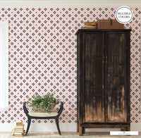 Pink and Black Retro Diamond Easy-Apply Removable Wallpaper for Maximalist Style