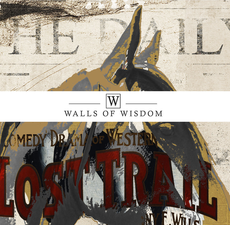 Chic 'Lost Trail' Cowboy Mural blending Tradition with Modern Sophistication.