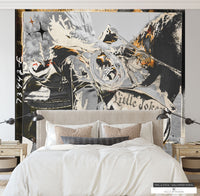 Contemporary Western Style Decor featuring Cowboy and Horse in Orange, Rust, and Black.