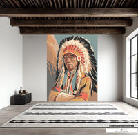 Rustic and Artistic Native Spirit Wall Mural for Country Style Homes.