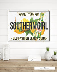 Lemon Soda Wall Art  - Farmhouse Kitchen Sign Canvas Print