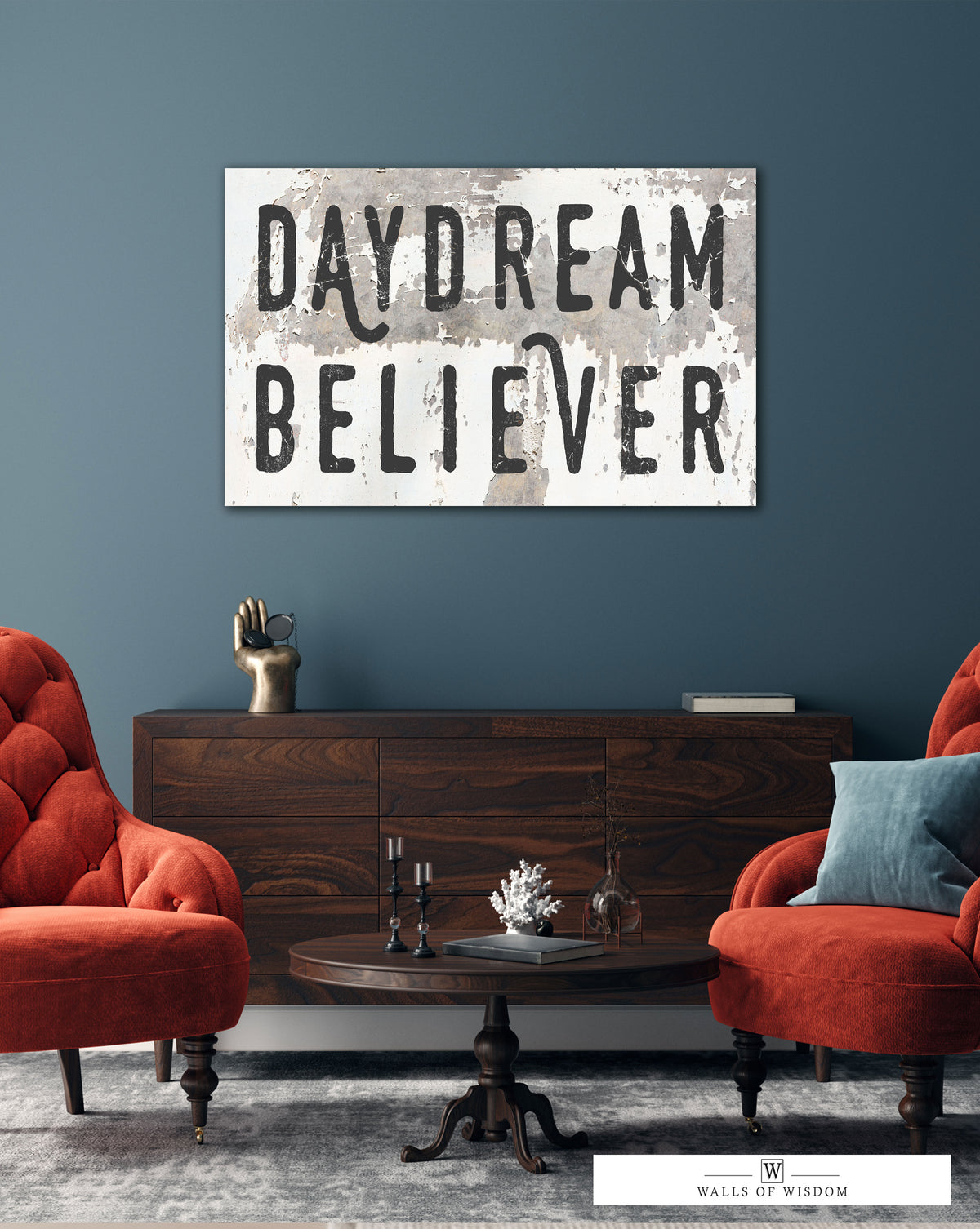Chippy Daydream Believer Boho Canvas Wall Art - Music Quote Sign