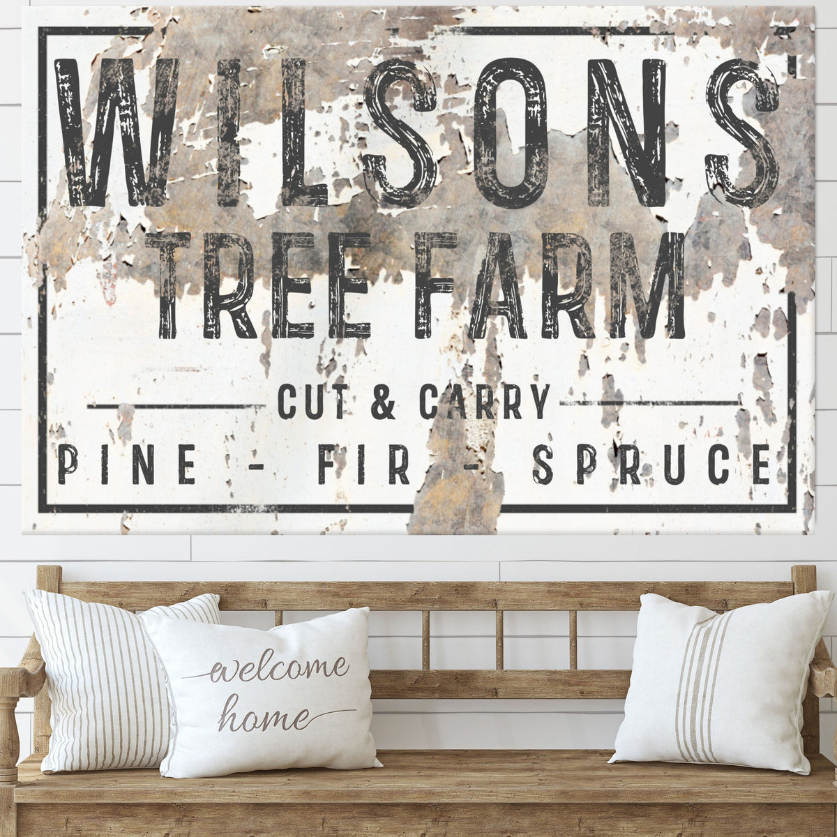 Vintage Style Western Farmhouse Style Neutral Tree Farm Name Decor