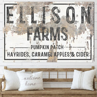 Fall Pumpkin Patch Customizable White and Grey Fall Name Sign