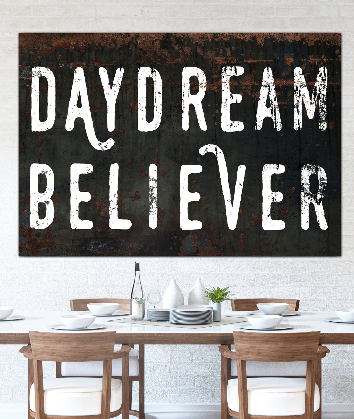 Black Daydream Believer Vintage Sign Canvas Art