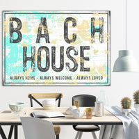 Beach House Personalized Name Sign Farmhouse Decor Canvas Art
