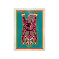 Tibetan Tiger Art Poster Print - Colorful Pink Bohemian Maximalist Gallery Wall Art