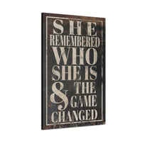 Black She Remembered Rustic Canvas Sign - Motivational Wall Decor for Women