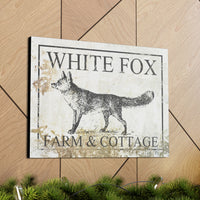 White Fox Farm and Cottage Weathered Canvas Wall Decor -  Rustic Cottagecore Living Room Art