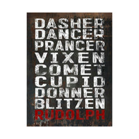 Sleigh Team Roster Poster Print: Distressed Black Metal-Inspired Christmas Wall Art for Modern, Rustic Homes