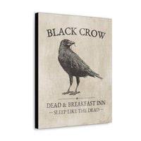 Black Crow Inn Canvas Sign: Dead and Breakfast Witchy Halloween Decor