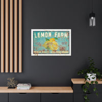 Vintage  " Lemon Farm " Sign Canvas Wall Art  - Bright and Cheery Summer Kitchen Signs