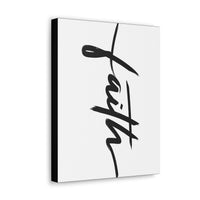 "Faith" Modern Inspirational Canvas Sign - Contemporary Faith Wall Art Blank and White Print