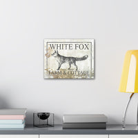 White Fox Farm and Cottage Weathered Canvas Wall Decor -  Rustic Cottagecore Living Room Art