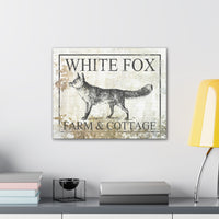 White Fox Farm and Cottage Weathered Canvas Wall Decor -  Rustic Cottagecore Living Room Art