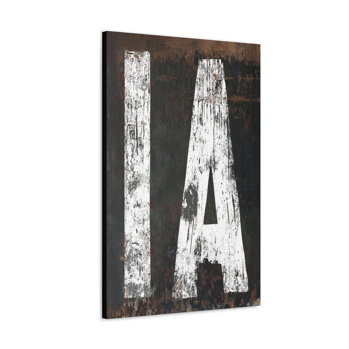 Iowa State Sign Western Typography Wall Art - IA Home State Rustic Canvas Art Print