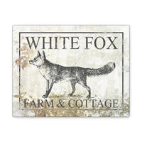 White Fox Farm and Cottage Weathered Canvas Wall Decor -  Rustic Cottagecore Living Room Art