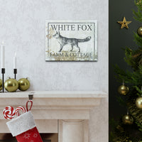 White Fox Farm and Cottage Weathered Canvas Wall Decor -  Rustic Cottagecore Living Room Art