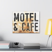 Retro Motel & Cafe Vintage Canvas Wall Art - Distressed Sign Authentic Bar Decor
