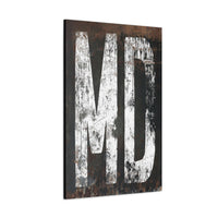 Distinctive Maryland Typography Canvas Wall Art: Rustic Western & Farmhouse Fusion Art Print