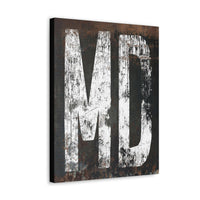 Distinctive Maryland Typography Canvas Wall Art: Rustic Western & Farmhouse Fusion Art Print