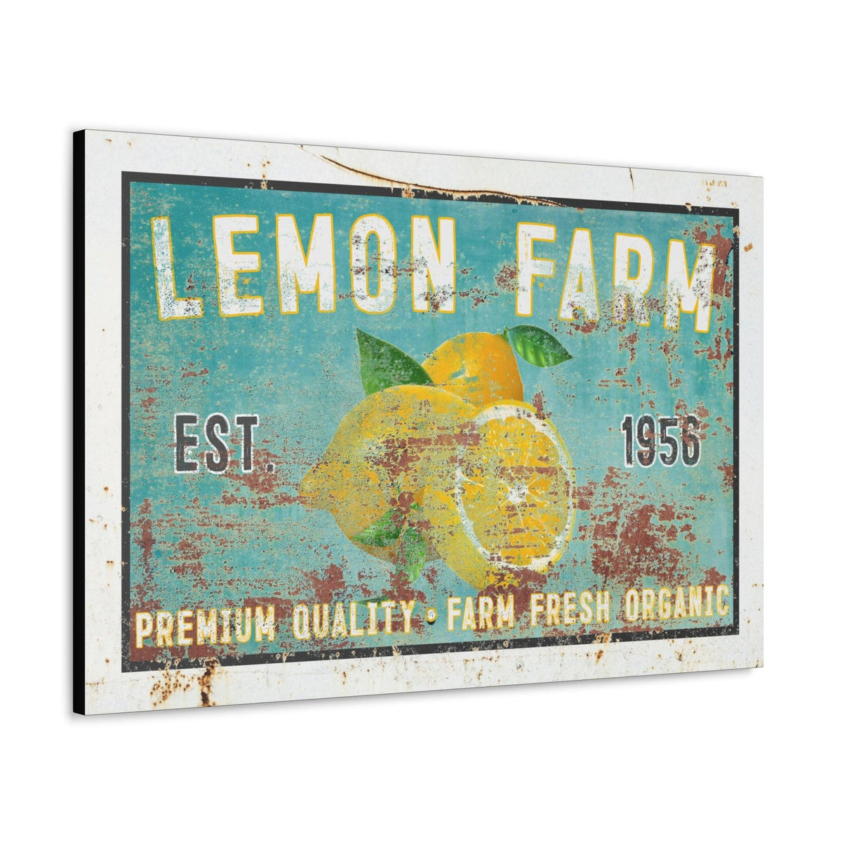 Vintage  " Lemon Farm " Sign Canvas Wall Art  - Bright and Cheery Summer Kitchen Signs