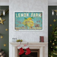 Vintage  " Lemon Farm " Sign Canvas Wall Art  - Bright and Cheery Summer Kitchen Signs