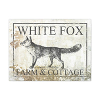 White Fox Farm and Cottage Weathered Canvas Wall Decor -  Rustic Cottagecore Living Room Art