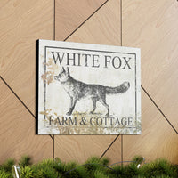 White Fox Farm and Cottage Weathered Canvas Wall Decor -  Rustic Cottagecore Living Room Art