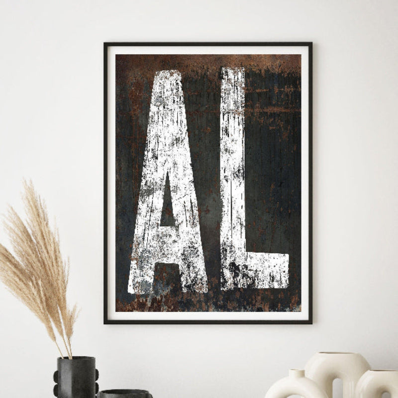 Alabama Home State Rustic Typography Poster Print - AL State Western Sign Wall Art