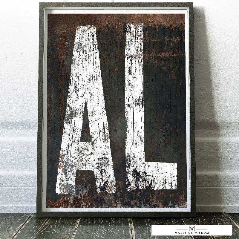 Alabama Home State Typography Poster Print - Vintage Farmhouse Art