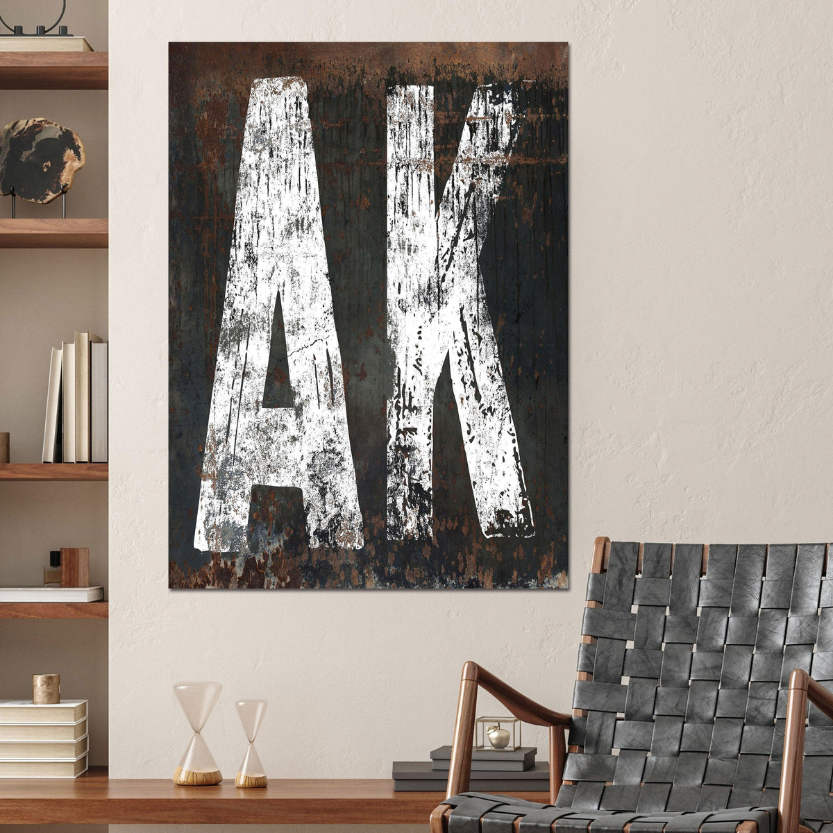 Alaska State Rustic Canvas Print - AK Home State Sign Western Style Wall Art Print