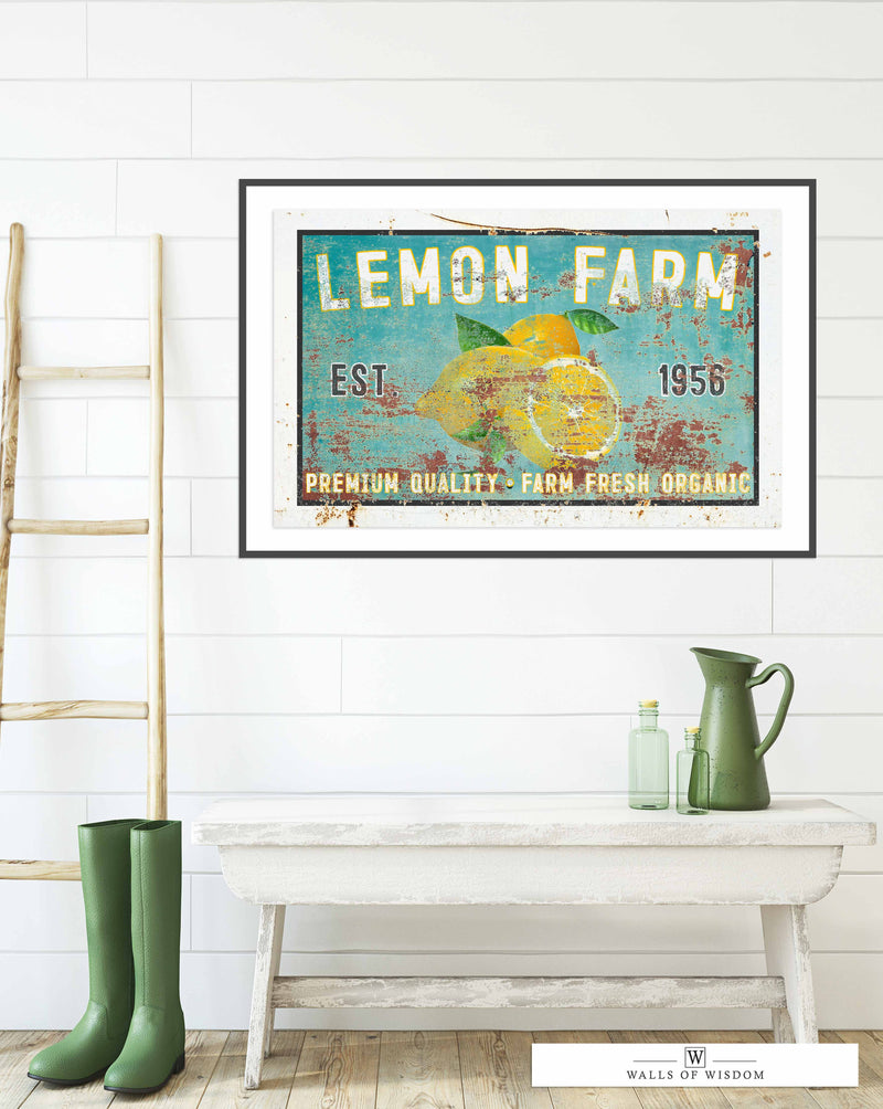 Lemon Farm Vintage Poster Print - Bright and Cheery Kitchen Wall Decor