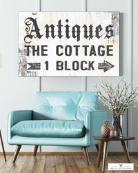 Antiques the Cottage Vintage Canvas Wall Art - Antique Farm Sign