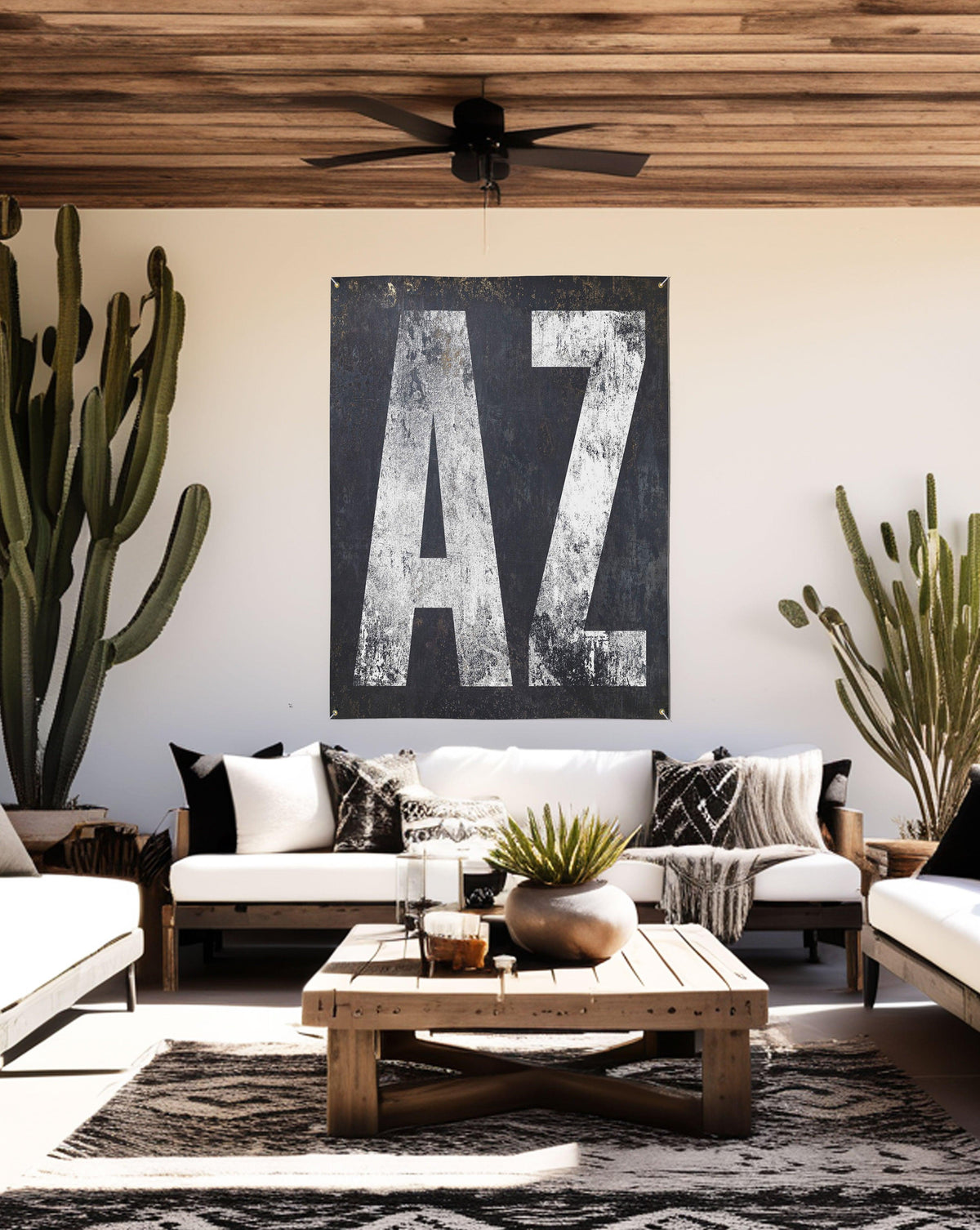 Arizona Home State Outdoor Bar Decor Vinyl Sign - AZ State Typography Backyard Patio Decor