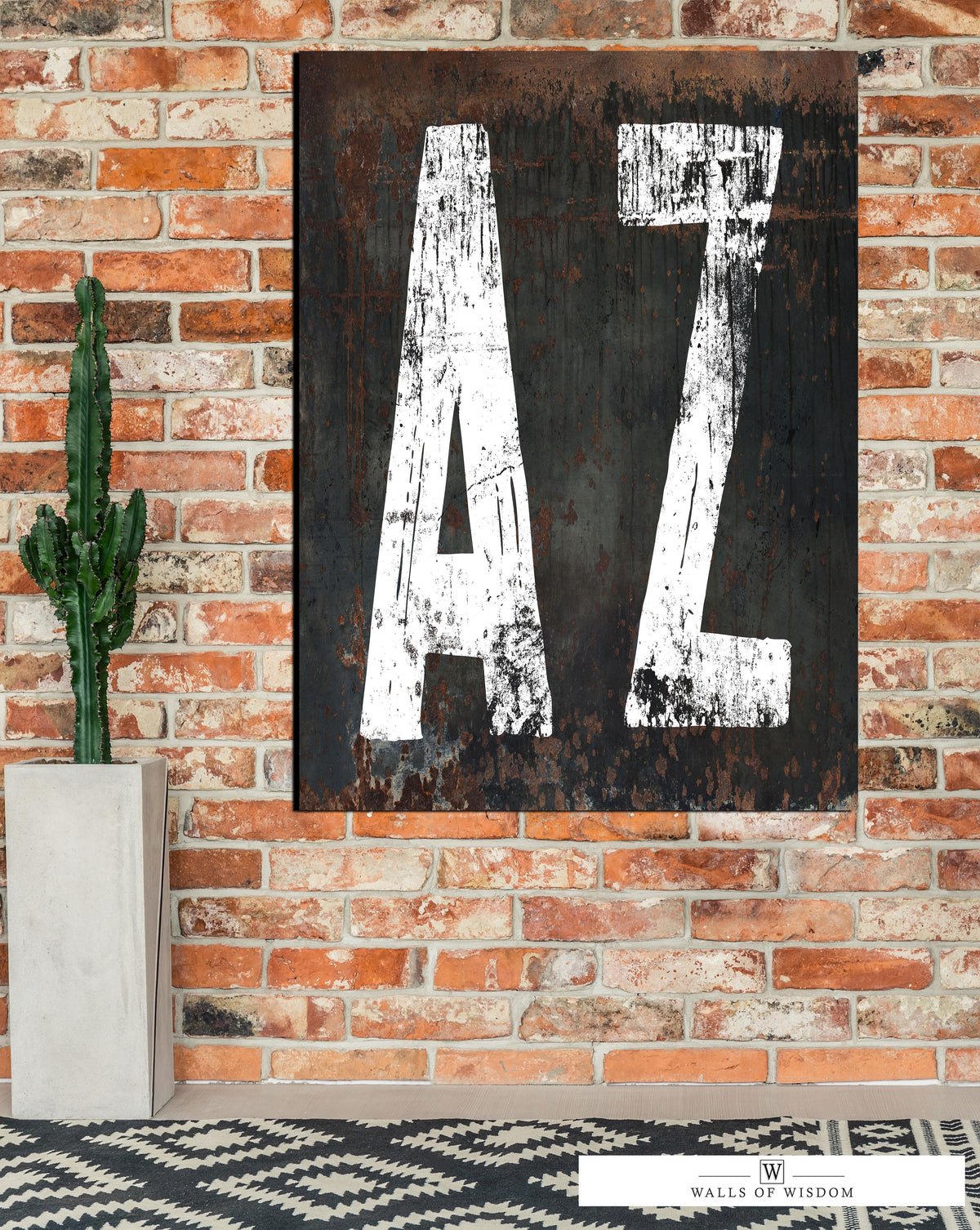 Arizona Home State Western Canvas Wall Art - Rustic Southwest Style  AZ State Sign Typographic Art Print