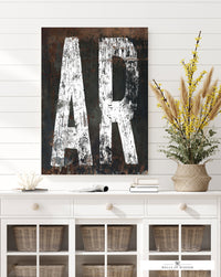 Arkansas Home State Canvas Wall Art - AR State Retro Style Vintage Sign