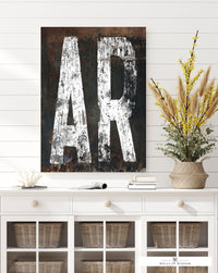 Vintage Arkansas State Canvas Sign - Retro Industrial and Farmhouse Aesthetics