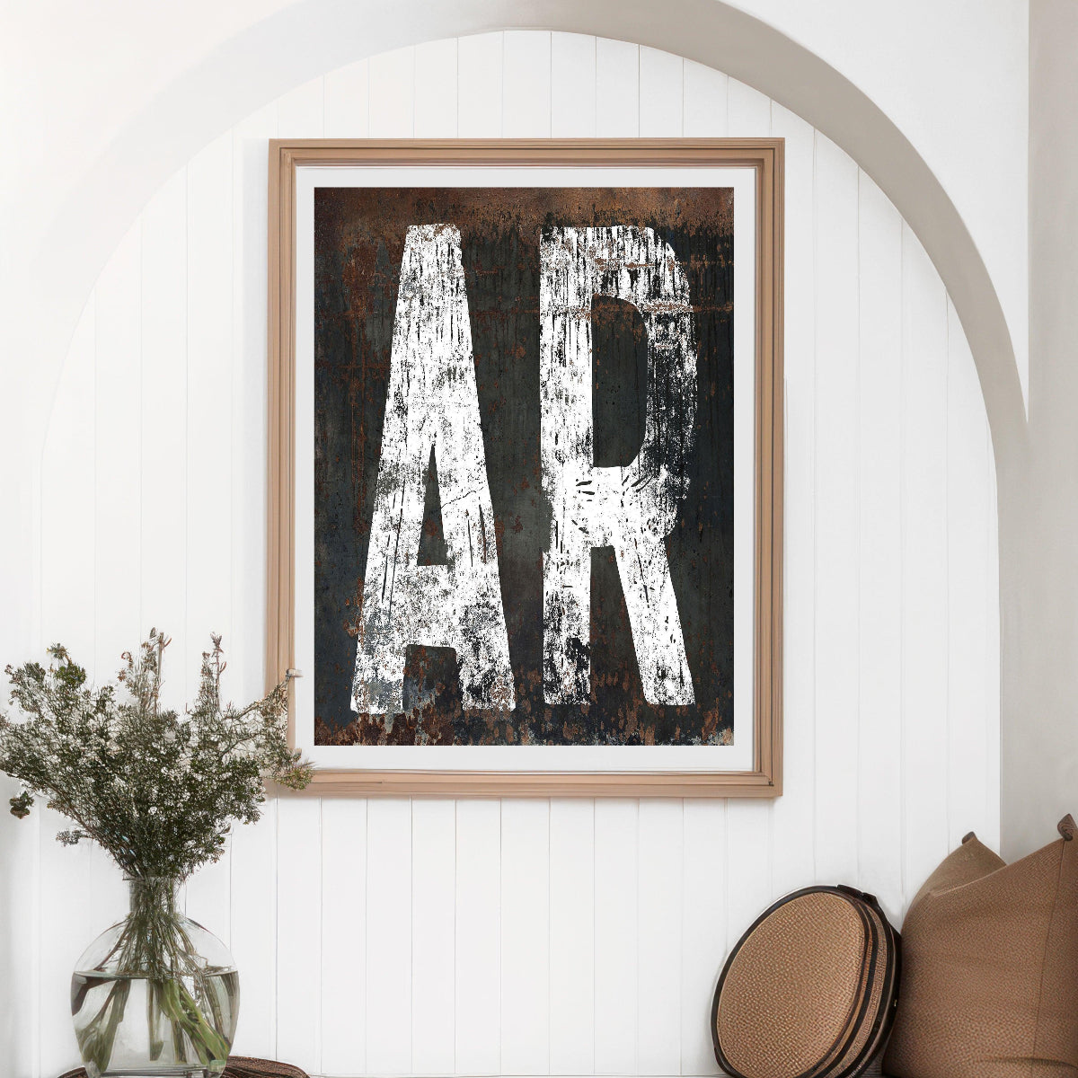 Arkansas State Pride Poster - Retro Industrial and Western Farmhouse Aesthetics