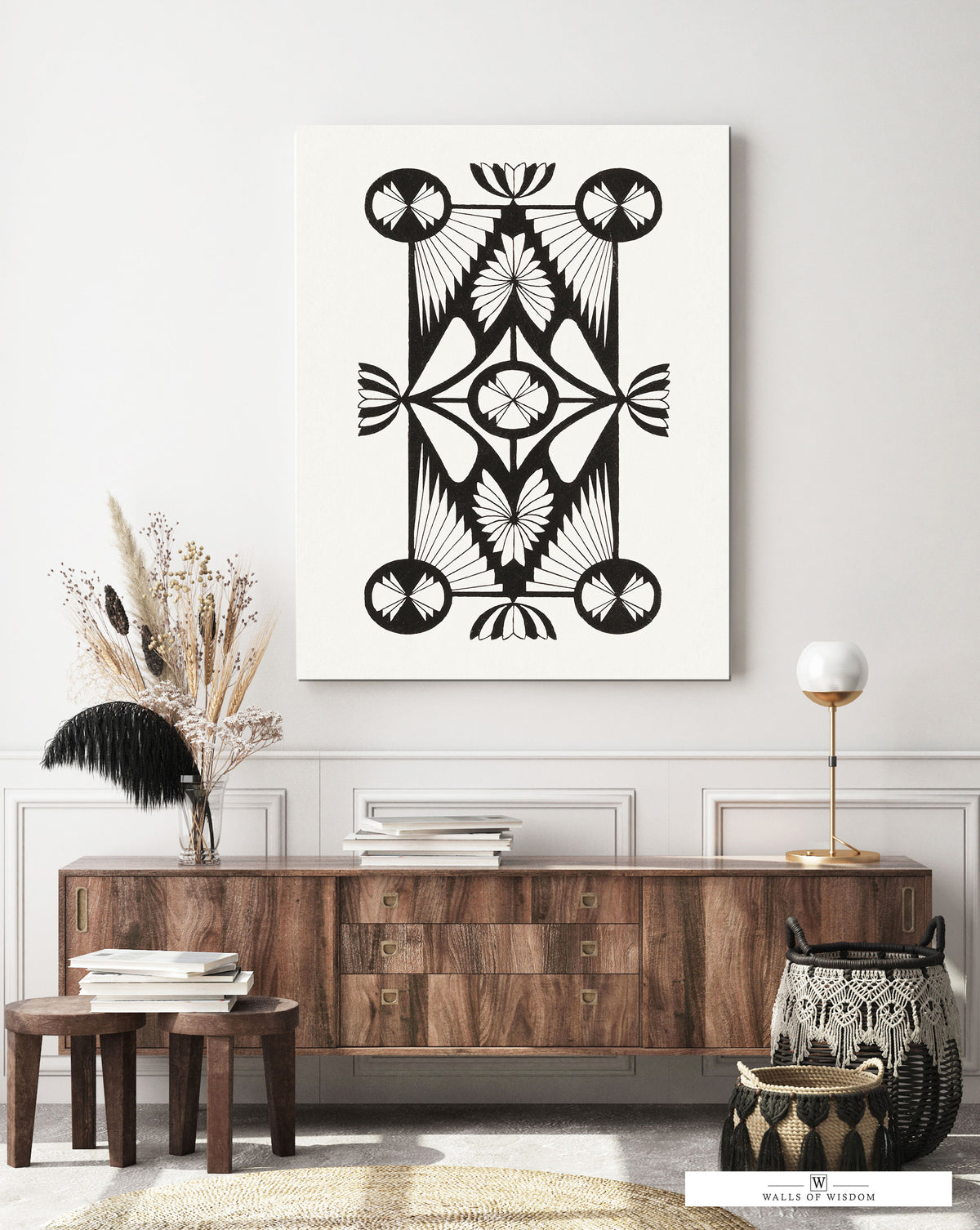  Modern Western Boho canvas sign in black and white for sophisticated decor