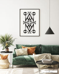 Tribal and mid-century fusion art print, perfect for modern interior design